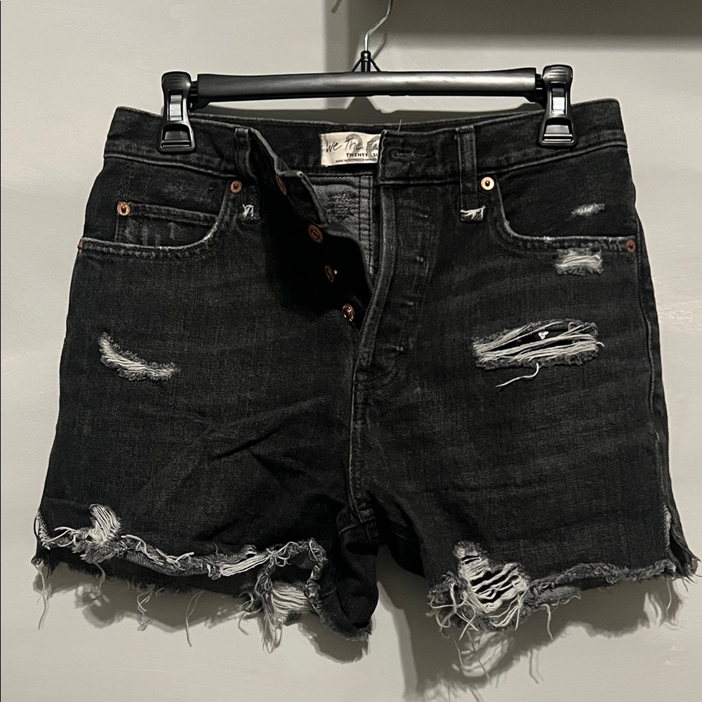 We The Free Black Distressed Jean Shorts